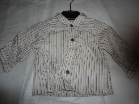 Chemise rayée beige et violet 3m 2€